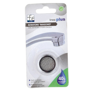 Areatore maschio con limitatore di portata d'acqua
