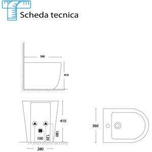 Bidet Linea Spin in ceramica bianco lucido