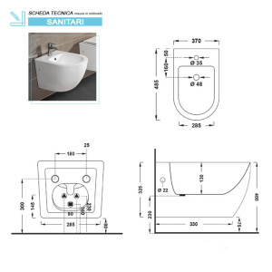 Bidet Linea T-Slim in ceramica sospeso