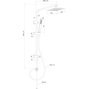 Colonna doccia in acciaio nero opaco Platinum H100cm