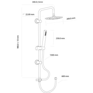 Colonna doccia in acciaio nero opaco Platinum H105cm