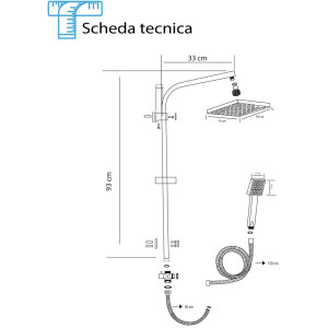 Colonna doccia Platinum H 93 cm soffione quadrato