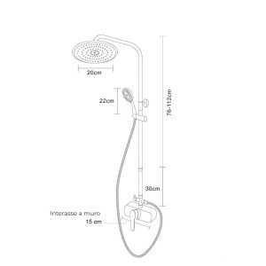 Colonna doccia Platinum  H108.5 fino a 145cm