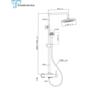 Colonna doccia Platinum  H85 nero opaco