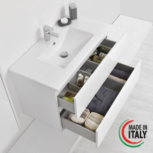 COMP. BAGNO FABULA 90CM SOSP. 2 CASS. BCO LAC