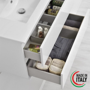 COMP. BAGNO FABULA 90CM SOSP. 2 CASS. BCO LAC