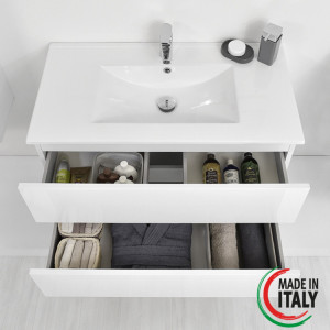 COMP. BAGNO FABULA 90CM SOSP. 2 CASS. BCO LAC