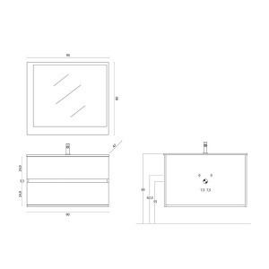 COMP. BAGNO FABULA 90CM SOSP. 2 CASS. BCO/ROV