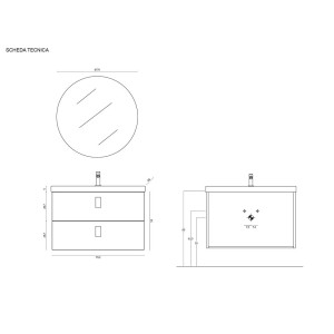 Composizione bagno 80cm rovere riviera linea Bravissimo 80