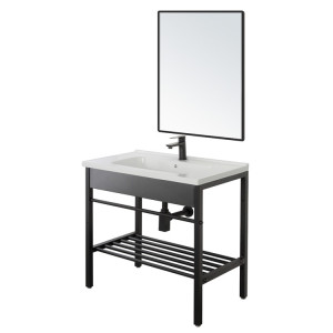 Composizione bagno Borg da 60cm in metallo nero