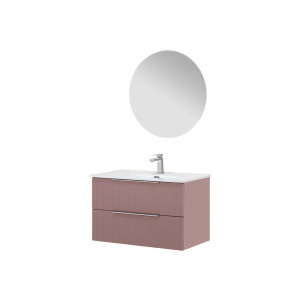 Composizione bagno Burano 80cm in mdf e pvc cannettato rosa