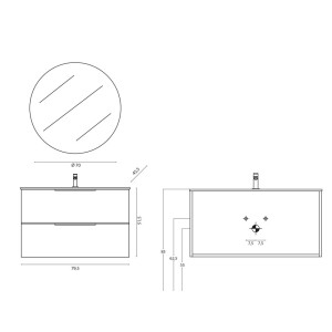 Composizione bagno Burano 80cm in mdf e pvc cannettato rosa