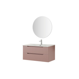 Composizione bagno Kann&egrave; 100cm in mdf e pvc cannettato rosa