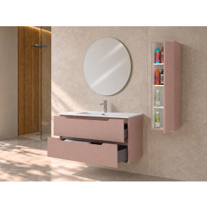 Composizione bagno Kann&egrave; 70cm in mdf e pvc cannettato rosa