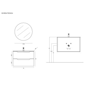 Composizione bagno Kann&egrave; 70cm in mdf e pvc cannettato rosa