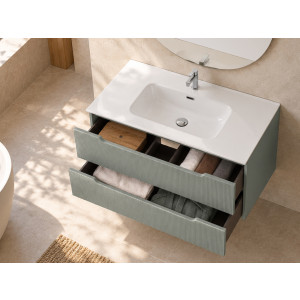 Composizione bagno Kann&egrave; 80cm in mdf e pvc cannettato verde
