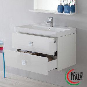 Composizione bagno sospesa Bravo75 bianco laccato