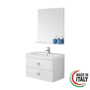 Composizione bagno sospesa Bravo75 bianco laccato
