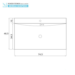 Composizione bagno sospesa Bravo75 rovere chiaro