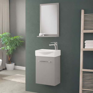 Composizione bagno sospesa Elys 40cm in MDF grigio