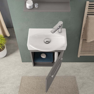 Composizione bagno sospesa Elys 40cm in MDF grigio