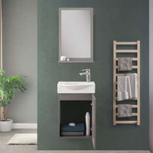 Composizione bagno sospesa Elys 40cm in MDF grigio