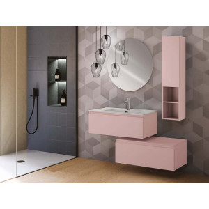 Composizione sospesa 2 cassetti 90cm rosa linea Light