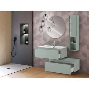 Composizione sospesa 2 cassetti 90cm verde linea Light