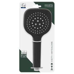 Doccetta quadrata in abs 3 funzioni nero Hidra Style