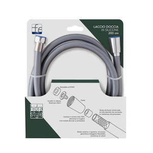 Laccio doccia in silicone 1.5mt cromo Hidra Style