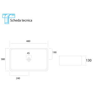 Lavabo da appoggio in ceramica L48cm