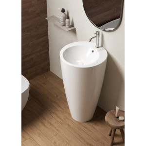 Lavabo freestanding in ceramica bianco lucido