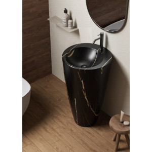 Lavabo freestanding in ceramica marmorizzato nero