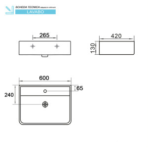Lavabo in ceramica da appoggio e sospeso L60cm