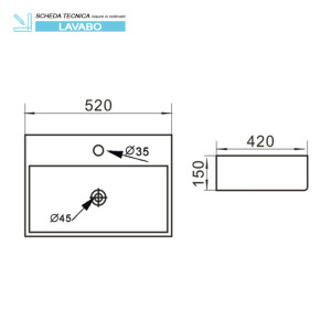Lavabo in ceramica L52cm