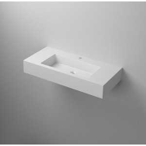 Lavabo sospeso in resina L100cm bianco lucido