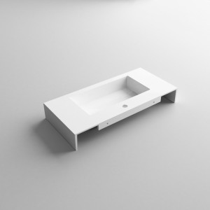 Lavabo sospeso in resina L100cm bianco lucido