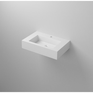 Lavabo sospeso in resina L70cm bianco lucido