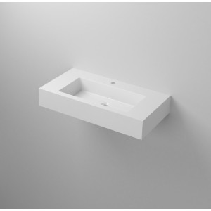 Lavabo sospeso in resina L90cm bianco lucido