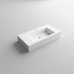 Lavabo sospeso in resina L90cm bianco lucido