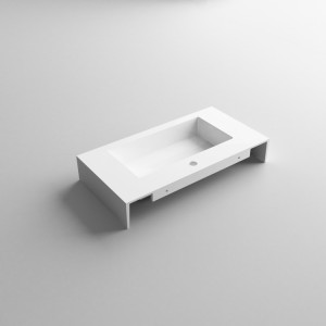 Lavabo sospeso in resina L90cm bianco lucido
