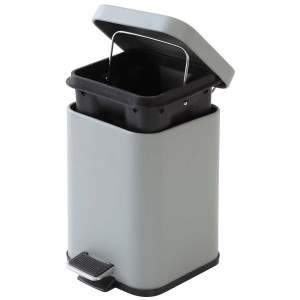 Pattumiera quadrata in acciaio grigio 3 Lt
