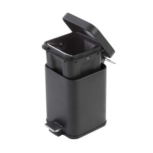 Pattumiera quadrata in acciaio nero 3 Lt