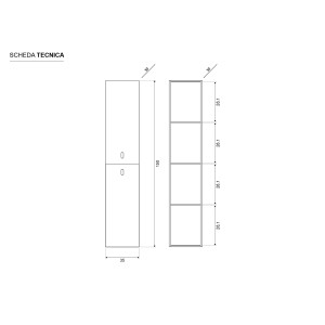 Pensile Renè L35xH150 cm in mdf rivestito in pvc verde