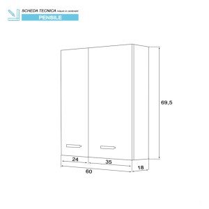 Pensile Stella 60cm in nobilitato melaminico larice