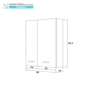 Pensile Stella 60cm in nobilitato melaminico rovere