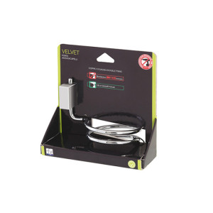 Porta asciugacapelli in acciaio cromato linea Velvet