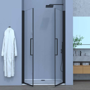 Porta Saloon 90cm con profilo nero opaco linea Royal