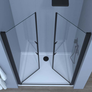 Porta Saloon 90cm con profilo nero opaco linea Royal
