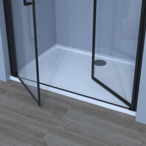 Porta Saloon 90cm con profilo nero opaco linea Royal